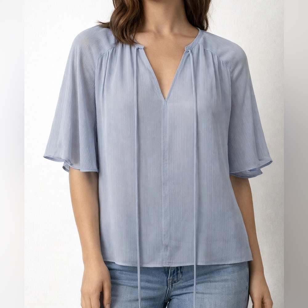 Ted Baker Baby Blue Flutter Sleeve Blouse Size 1 NWT
